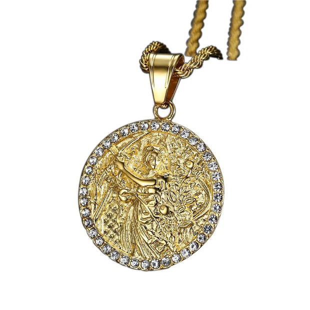 Herren Jungfrau Gold/Kristall Halskette - Sternzeichen-Anhänger.de