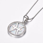 Fische 925 Silber Opal Halskette - Sternzeichen-Anhänger.de