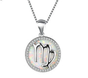Jungfrau 925 Silber Opal Halskette - Sternzeichen-Anhänger.de