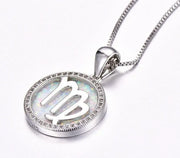 Jungfrau 925 Silber Opal Halskette - Sternzeichen-Anhänger.de