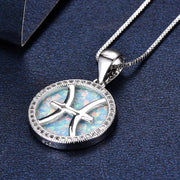 Fische 925 Silber Opal Halskette - Sternzeichen-Anhänger.de