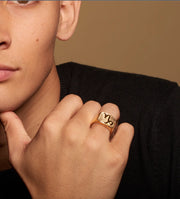 Steinbock Gold&Bold Herrenring - Sternzeichen-Anhänger.de