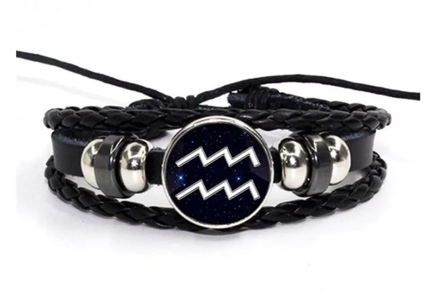Leder-Astrologie-Armband (Wählen Sie Ihr Zeichen) - Sternzeichen-Anhänger.de