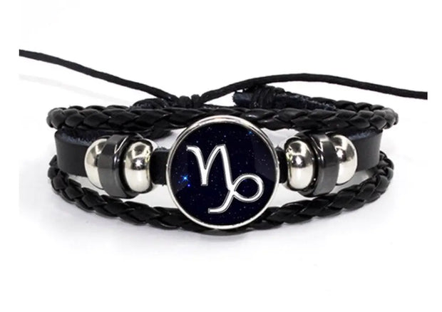 Leder-Astrologie-Armband (Wählen Sie Ihr Zeichen) - Sternzeichen-Anhänger.de