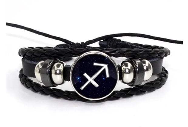 Leder-Astrologie-Armband (Wählen Sie Ihr Zeichen) - Sternzeichen-Anhänger.de