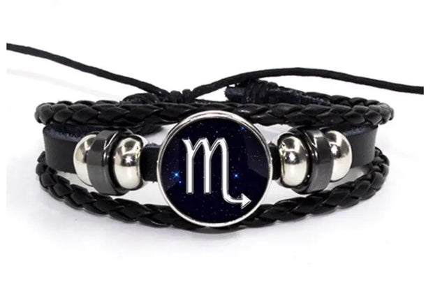 Leder-Astrologie-Armband (Wählen Sie Ihr Zeichen) - Sternzeichen-Anhänger.de