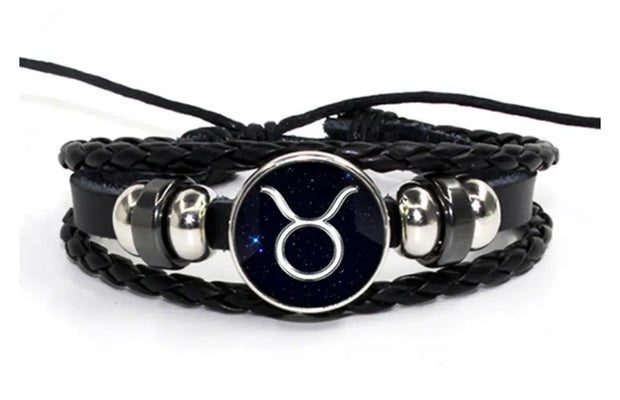 Leder-Astrologie-Armband (Wählen Sie Ihr Zeichen) - Sternzeichen-Anhänger.de