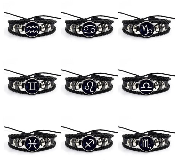 Leder-Astrologie-Armband (Wählen Sie Ihr Zeichen) - Sternzeichen-Anhänger.de