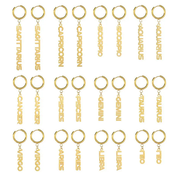 Zwillinge goldene Tropfenohrringe - Sternzeichen-Anhänger.de