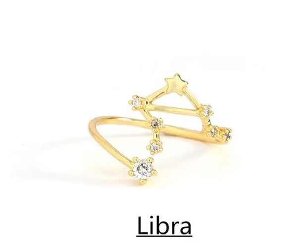 Wählen Sie Ihr Sternzeichen-Konstellation Kristall Zodiac Verstellbarer Ring - Sternzeichen-Anhänger.de