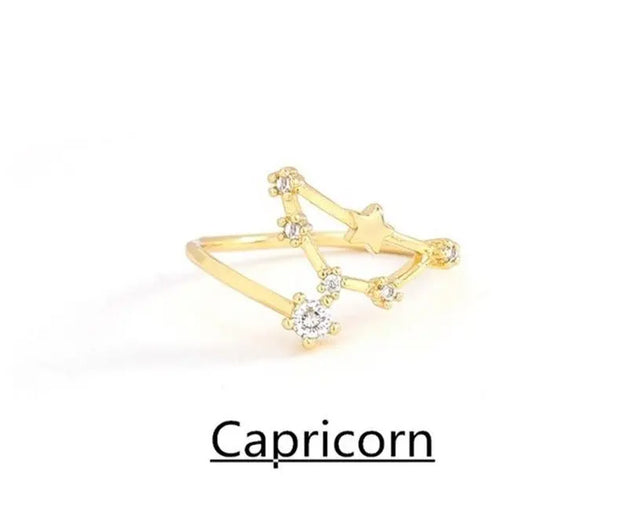 Wählen Sie Ihr Sternzeichen-Konstellation Kristall Zodiac Verstellbarer Ring - Sternzeichen-Anhänger.de