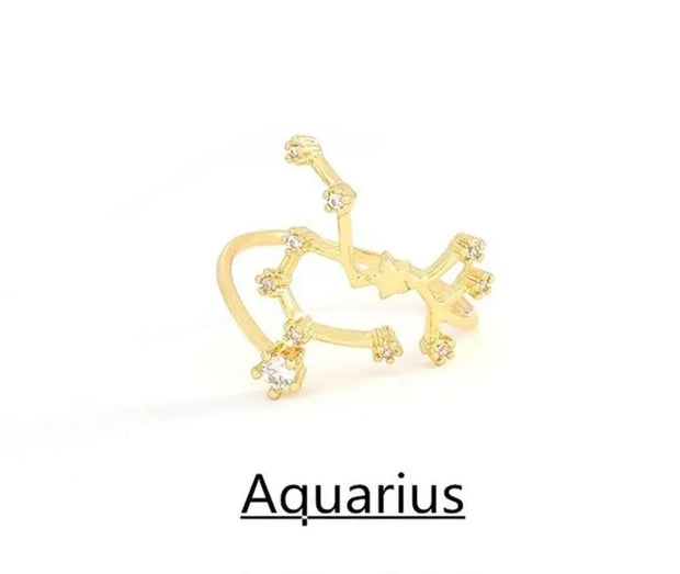 Wählen Sie Ihr Sternzeichen-Konstellation Kristall Zodiac Verstellbarer Ring - Sternzeichen-Anhänger.de