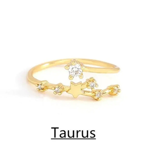 Wählen Sie Ihr Sternzeichen-Konstellation Kristall Zodiac Verstellbarer Ring - Sternzeichen-Anhänger.de