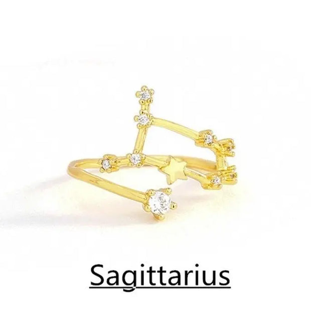 Wählen Sie Ihr Sternzeichen-Konstellation Kristall Zodiac Verstellbarer Ring - Sternzeichen-Anhänger.de