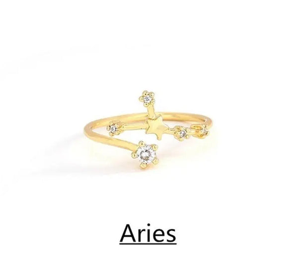 Wählen Sie Ihr Sternzeichen-Konstellation Kristall Zodiac Verstellbarer Ring - Sternzeichen-Anhänger.de
