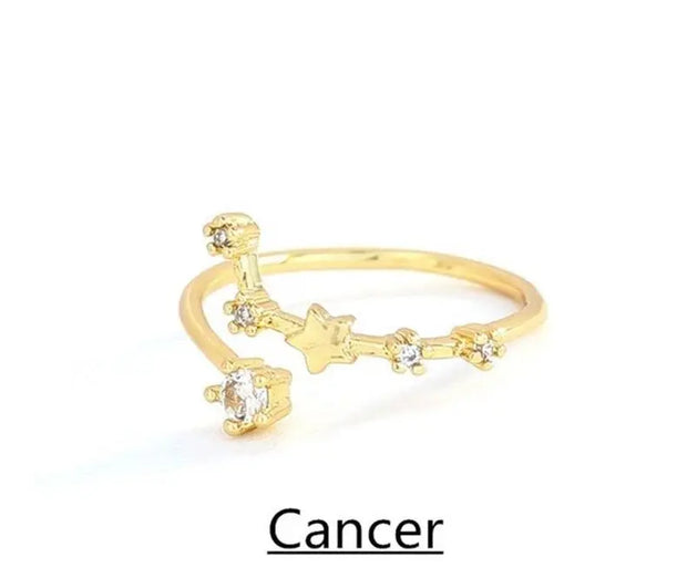 Wählen Sie Ihr Sternzeichen-Konstellation Kristall Zodiac Verstellbarer Ring - Sternzeichen-Anhänger.de