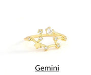 Wählen Sie Ihr Sternzeichen-Konstellation Kristall Zodiac Verstellbarer Ring - Sternzeichen-Anhänger.de