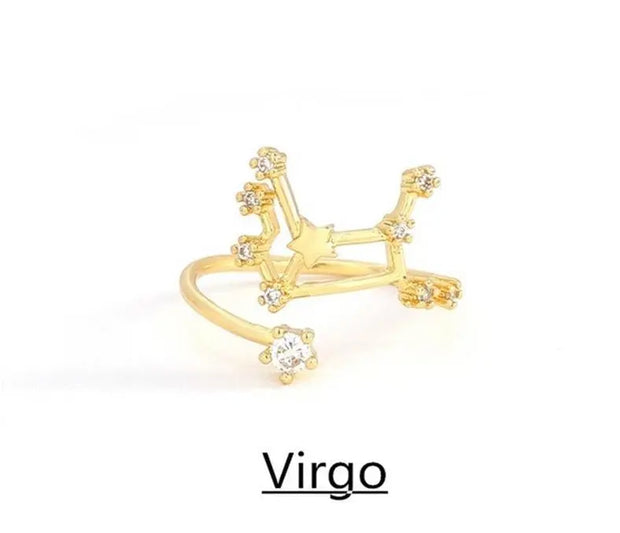 Wählen Sie Ihr Sternzeichen-Konstellation Kristall Zodiac Verstellbarer Ring - Sternzeichen-Anhänger.de